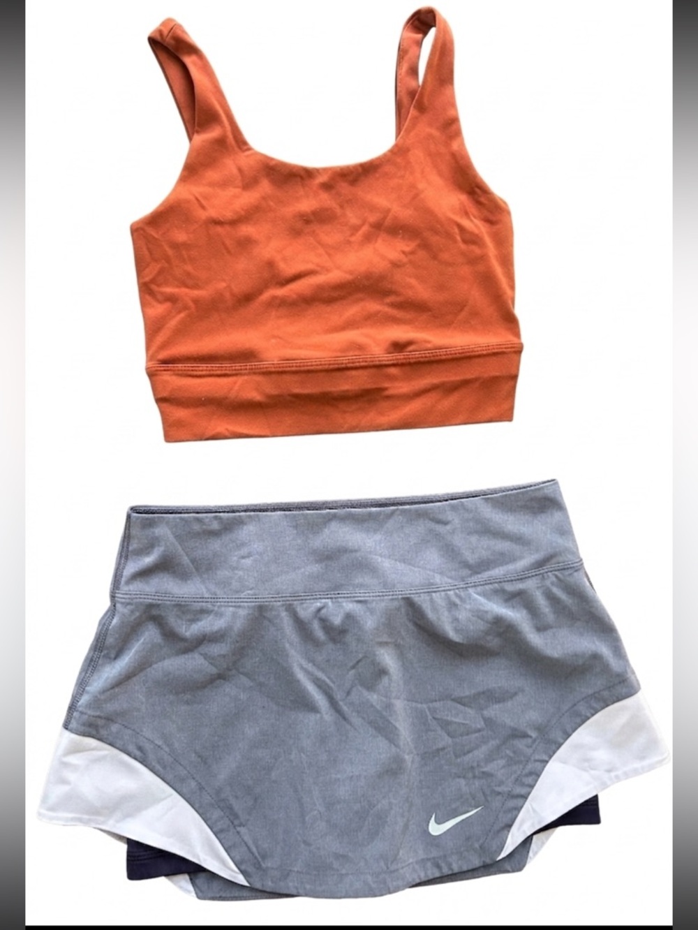 Nike Two-Tone Grey and Navy Layered Athletic Shorts, top set size XS - Picture 1 of 9